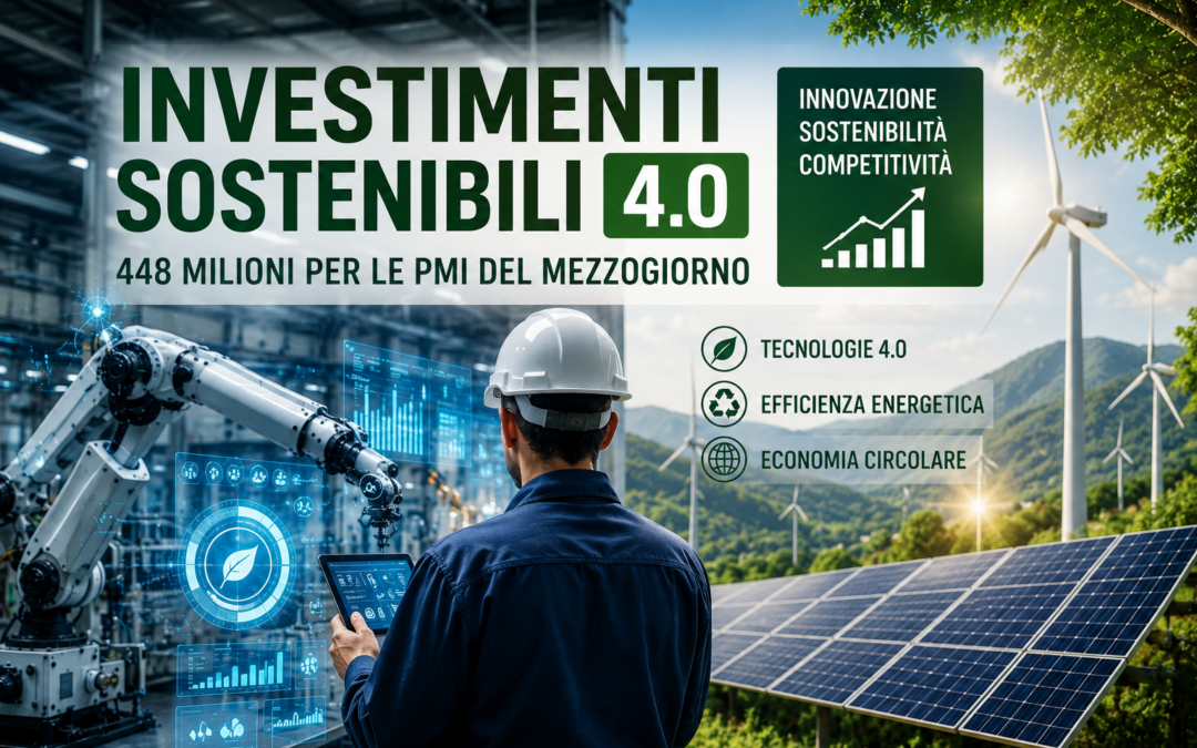 INCENTIVO DA 448 MILIONI PER LE PMI DEL MEZZOGIORNO TRA TRANSIZIONE 4.0, SOSTENIBILITÀ ED EFFICIENZA ENERGETICA